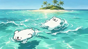 海面漂流的线条狗