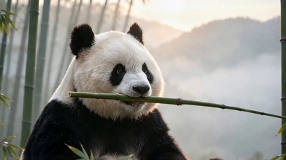 熊猫掰竹子