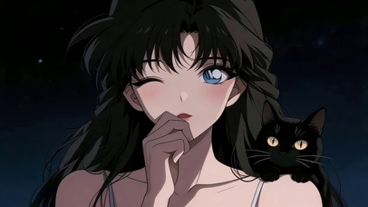 可爱小兰和猫咪