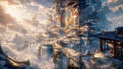云端古风仙宫日出盛景