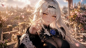 花园白发少女