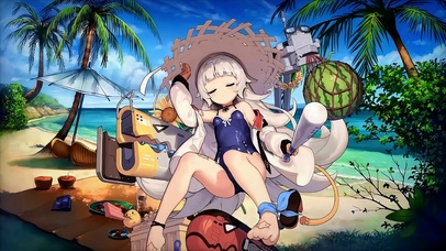 1080P西瓜妹妹二次元夏日海滩动态