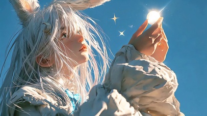 兔耳少女与掌心星光