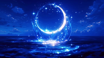 月亮与海浪
