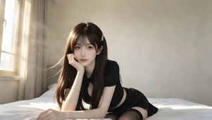 托腮少女窗边温柔少女