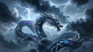 雷电风雨中的东方玄龙