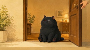 猫咪端坐门口