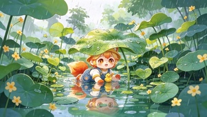 荷下听雨
