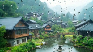 雨天树木 