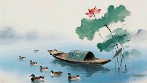 古韵荷塘小鸭