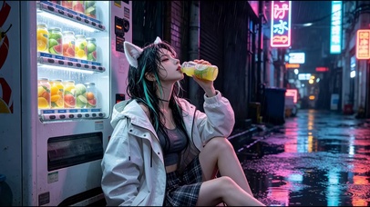 售货机旁猫耳娘