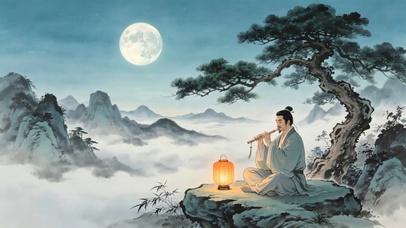 水墨古风笛子