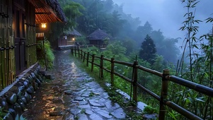 雨天树木