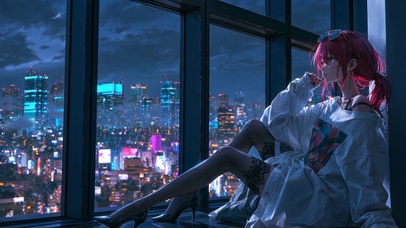 窗台边的少女