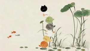 可爱叠叠猫咪