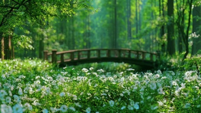 木桥花草