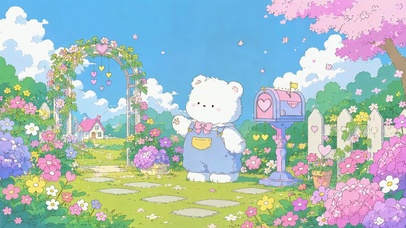春日花园可爱小白熊