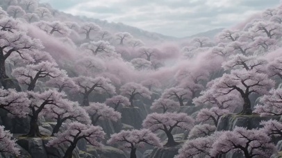 樱林山谷落樱洪流