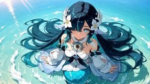 人鱼少女澄澈海面沃雅妮莎