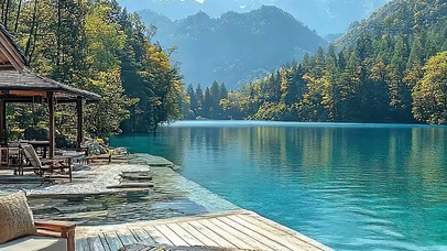 山川树木河流带鱼屏