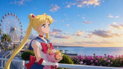 海边晚霞月野兔