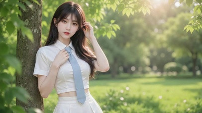 林间甜美少女