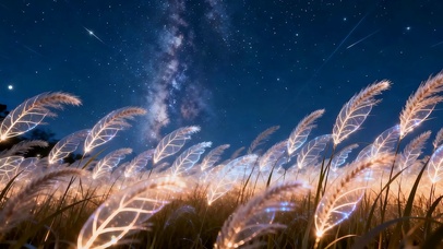 星空夜景树木