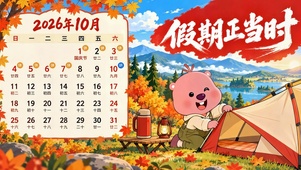 假期正当时 秋日露营十月日历