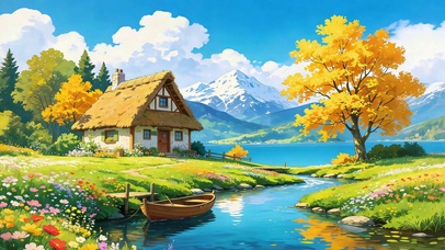 初秋 湖畔木屋4K
