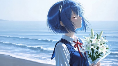 吹海风的少女