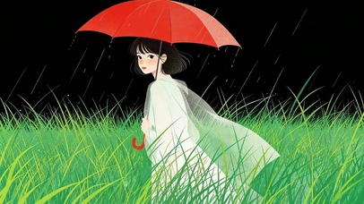 草原女孩插画