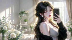 温柔氛围感对镜美女