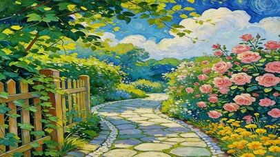 油画花草树木