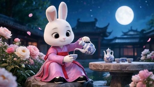 中秋夜景兔子