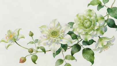 唯美绿色治愈花枝