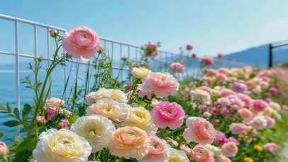 海边唯美鲜花