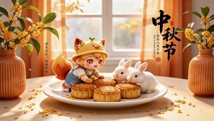 中秋快乐与兔共渡中秋声声影影
