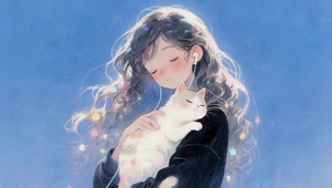 女孩和猫咪