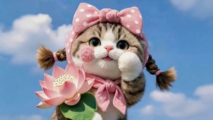 可爱荷花猫咪