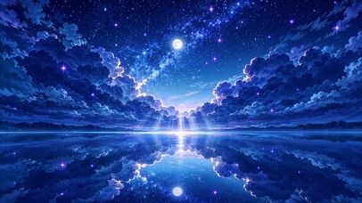 月光湖面