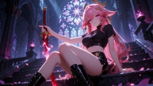 粉发少女