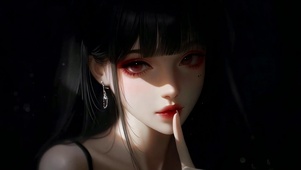 暗调氛围感红瞳黑发美少女