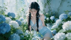 花丛里女孩