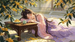 桂花树下女孩