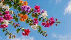 蓝天下小清新鲜花