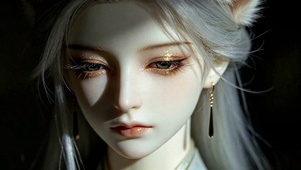 银发狐耳古风美少女