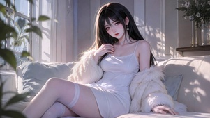 午后窗边白裙清纯美少女