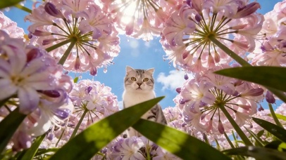 花朵中猫咪