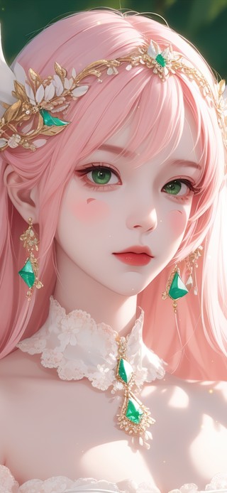 清纯粉色头发麋鹿少女