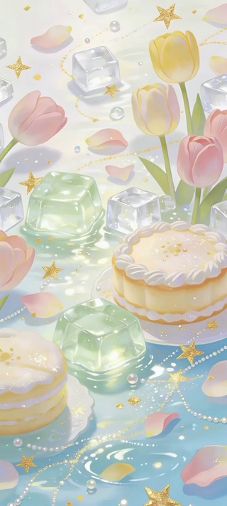 全屏碎冰星芒，郁金香与奶油小糕